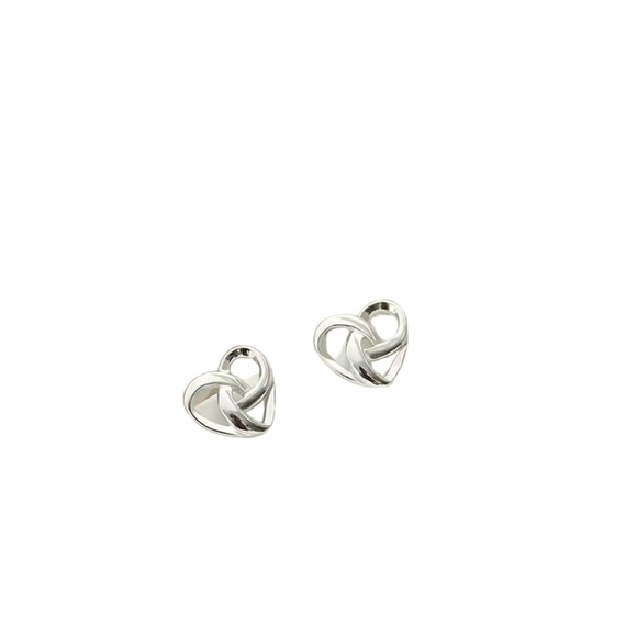 Silver Twisted Heart Stud Earrings - Picture 3 of 6